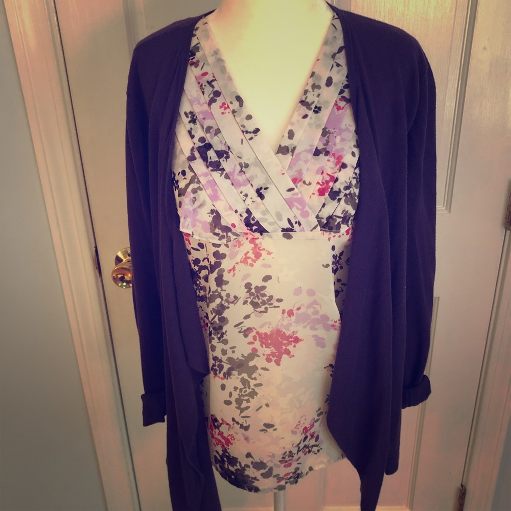 Sweater and cropped silky shirt